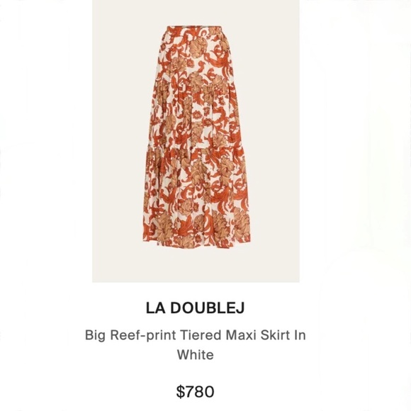 La DoubleJ Big Reef Tiered Floral Print Tiered Silk & Cotton Blend Skirt MNEW